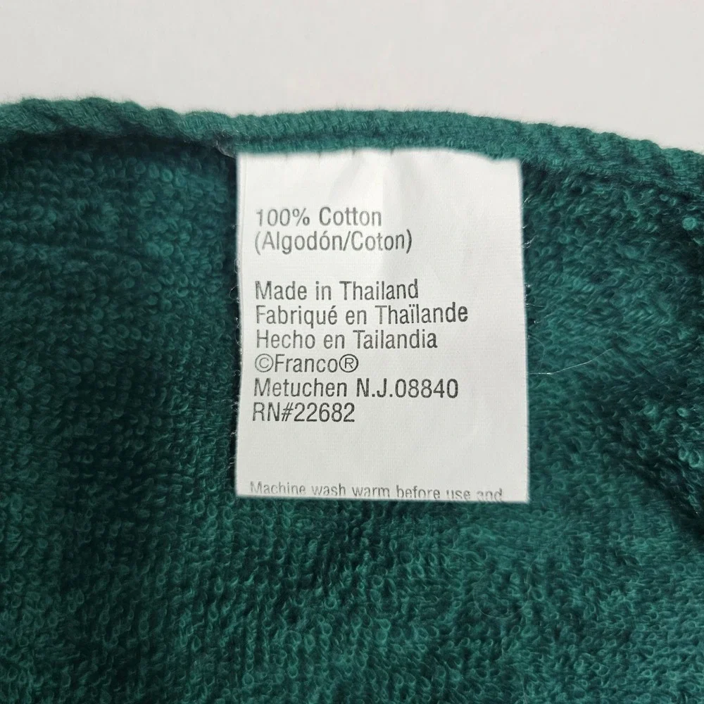 Franco VTG Hand Towel Set OS Green His and Hers Embroidered Fringed‎ Cotton